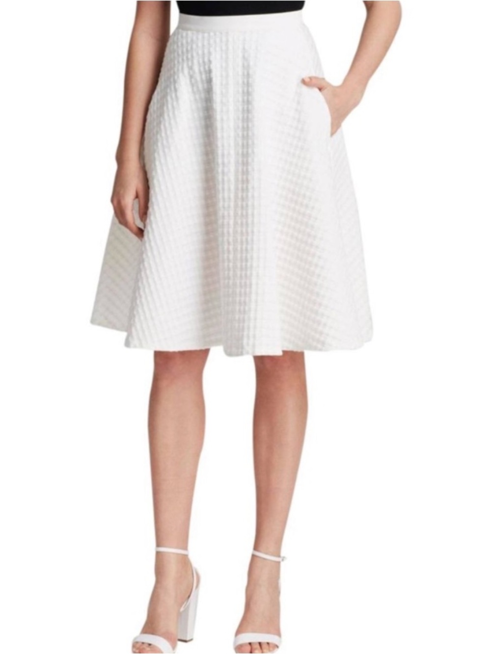 Theory Zaikin Skirt Woman Waffle Knit Ponte Full Skirt White
Small
$298